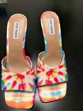 Steve Madden Multicolor Tie-Dye Square Toe Slide Heels